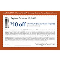 Yankee Candle: $10 Off $10 - Expires 10/16