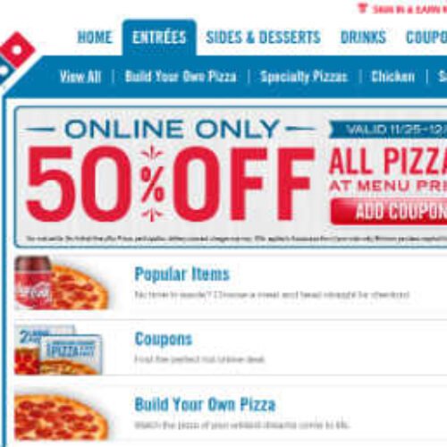 Domino’s: 50% Off All Pizzas Online « Free 4 Seniors