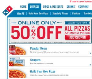 Domino's: 50% Off All Pizzas Online