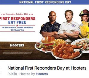 Hooters: First Responders Eat Free - Oct 28