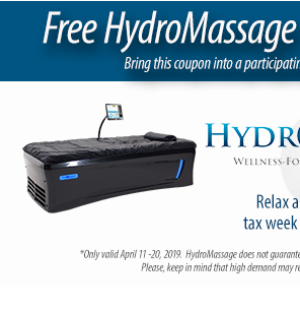 Free HydroMassage April 11th - 20th