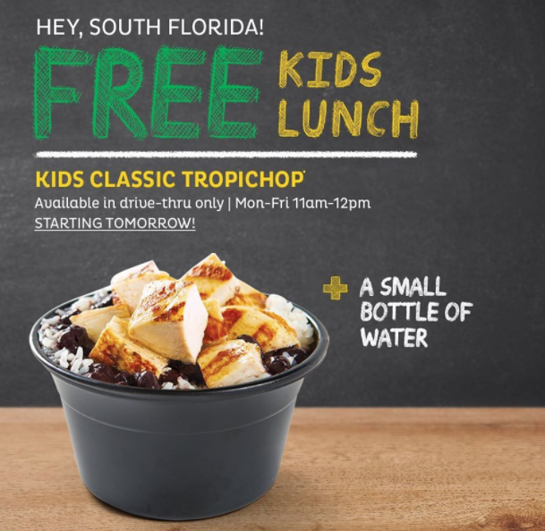 Pollo Tropical: Free Kids Lunch - Miami-Dade, Broward and Palm Beach Only