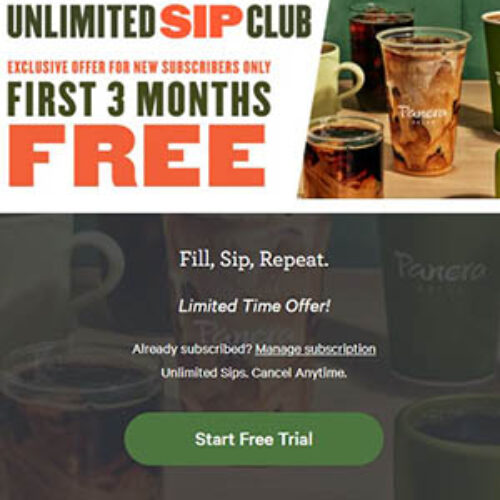 Panera Bread: 3-Months Free Unlimited Sip Club