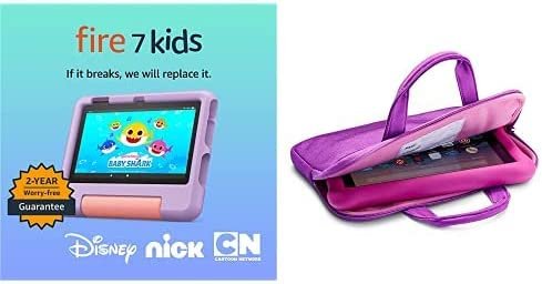 Amazon Fire 7 Kids Tablet + Kids Zipper Sleeve