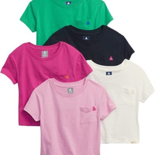 GAP Girls' 5-Pack Pocket T-Shirt Set at incredible price