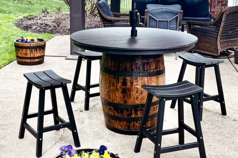 Whiskey barrel pub table - Enter the giveaway now!