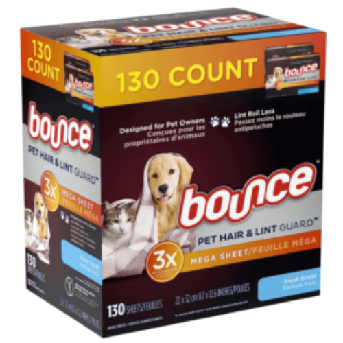 Save on Bounce Pet Hair and Lint Guard Mega Dryer Sheets
