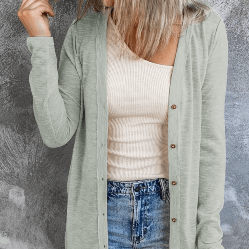 Solid Color Open-Front Buttons Cardigan on Sale at Jane