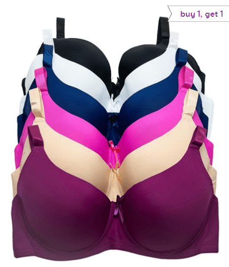 VIOLA Bright Purple Satin Wireless Demi Bra Set