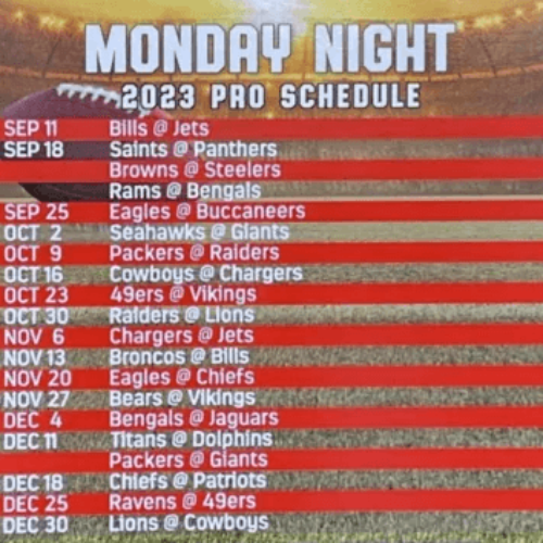 Free Monday Night and Thursday Night Football Schedule Magnet
