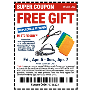 Harbor Freight: Free Gifts- Ends April 7