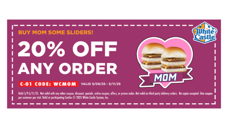 White Castle Offers 20% Discount Coupon for Mother’s Day Weekend