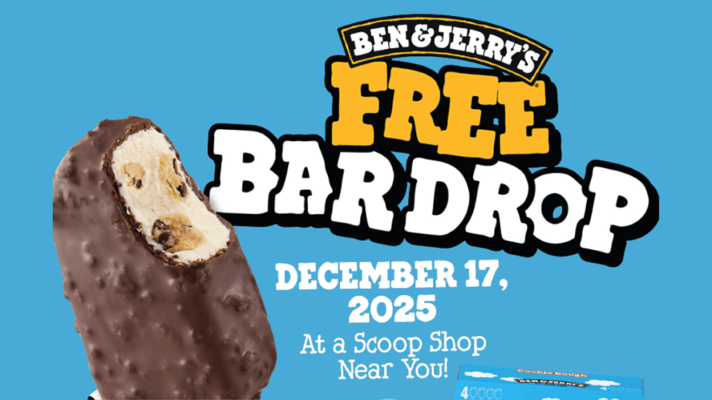 Free Ice Cream Bar at Ben & Jerry’s on December 17