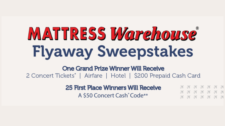 Mattress Warehouse Flyaway Sweepstakes